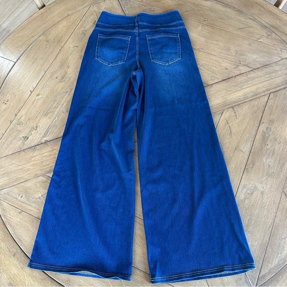 Halara Wide-Leg Blue Denim Women's Pull-On Stretch Solid Jeans Pockets Womens M - Picture 3 of 8